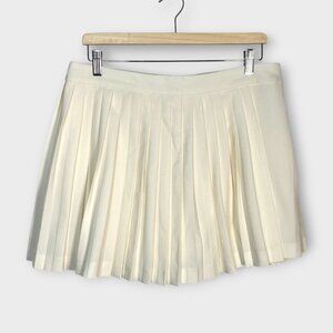 Abercrombie & Fitch Pleated Skirt Skort L Zip Ivory Tennis Prep NEW